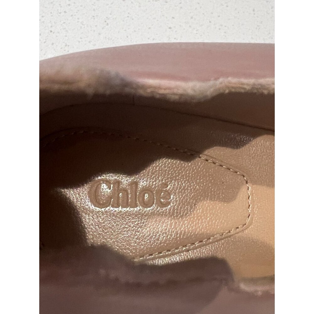 CHLOÉ Lauren scalloped blush leather ballet flats size 38.5 NEW - Picture 5 of 10